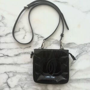 CHANEL Glossy Black Converted Belt Crossbody Bag